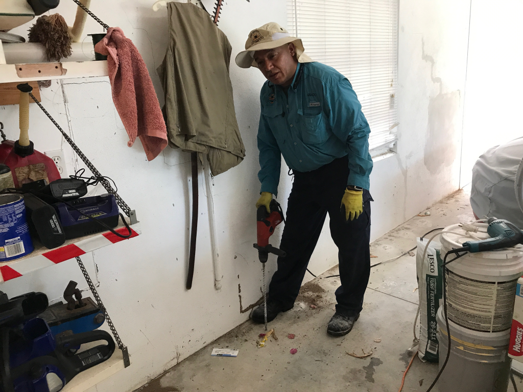 Pest control treatment application at a residential property